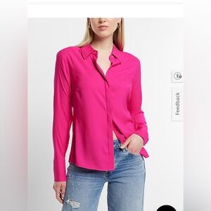 Express Fuchsia Button-Down Shirt
